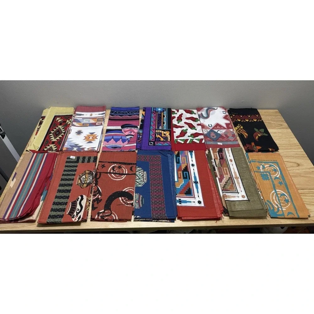 Vintage NOS Lot Of 32 Handkerchiefs Southwest Native Bandana Hav A Hank USA Made